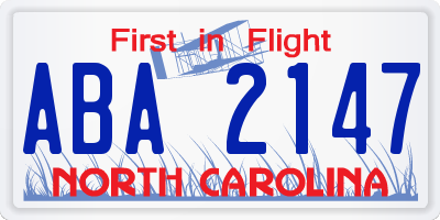 NC license plate ABA2147