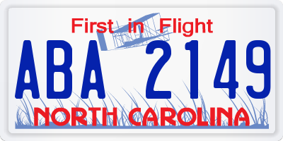 NC license plate ABA2149