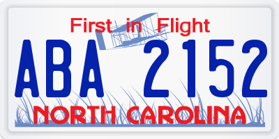 NC license plate ABA2152