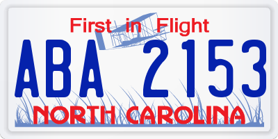 NC license plate ABA2153