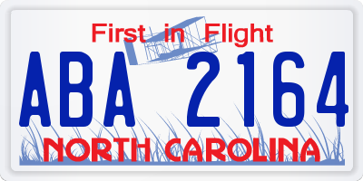NC license plate ABA2164