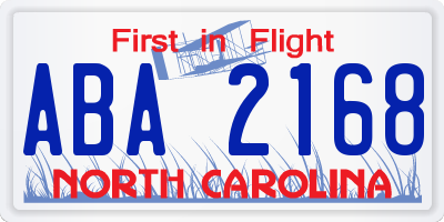 NC license plate ABA2168