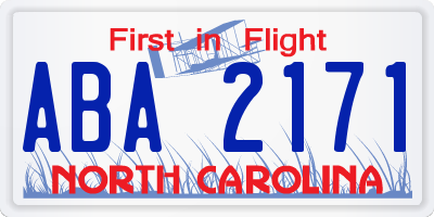 NC license plate ABA2171