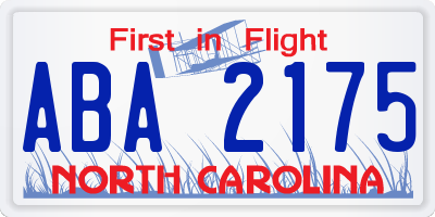 NC license plate ABA2175