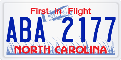 NC license plate ABA2177