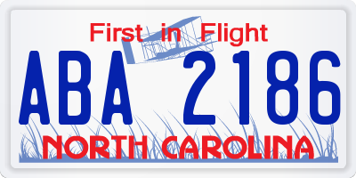 NC license plate ABA2186