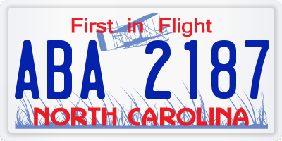 NC license plate ABA2187