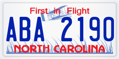 NC license plate ABA2190