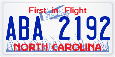 NC license plate ABA2192