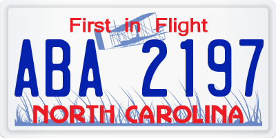 NC license plate ABA2197