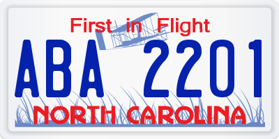 NC license plate ABA2201