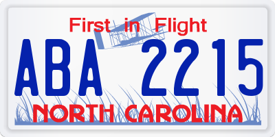 NC license plate ABA2215