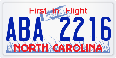 NC license plate ABA2216