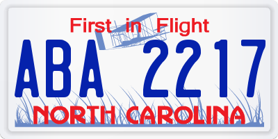NC license plate ABA2217