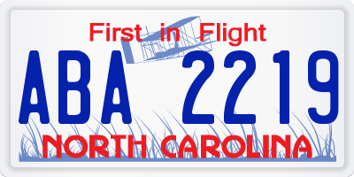 NC license plate ABA2219