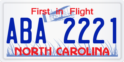 NC license plate ABA2221