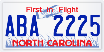 NC license plate ABA2225