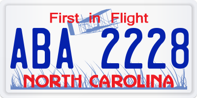 NC license plate ABA2228