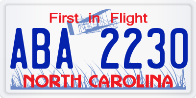 NC license plate ABA2230