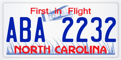 NC license plate ABA2232