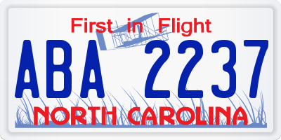 NC license plate ABA2237