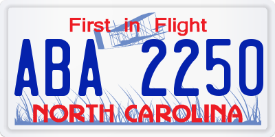 NC license plate ABA2250