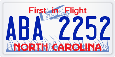 NC license plate ABA2252