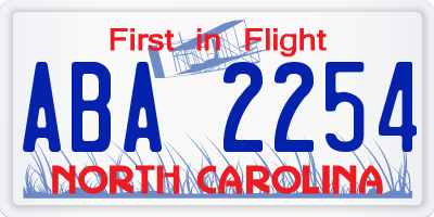 NC license plate ABA2254