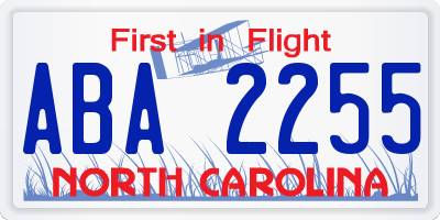 NC license plate ABA2255