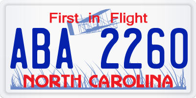 NC license plate ABA2260
