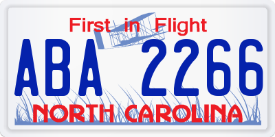 NC license plate ABA2266