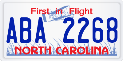 NC license plate ABA2268