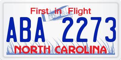 NC license plate ABA2273