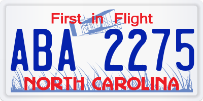 NC license plate ABA2275