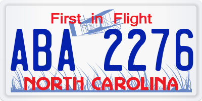 NC license plate ABA2276