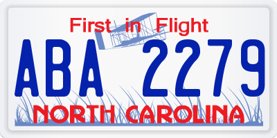 NC license plate ABA2279