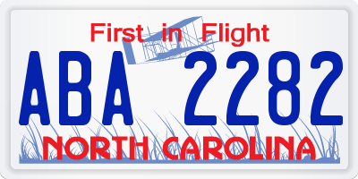 NC license plate ABA2282