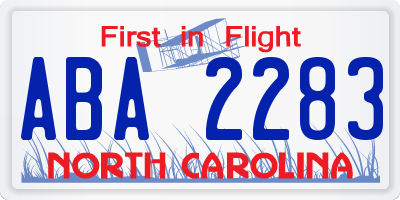 NC license plate ABA2283