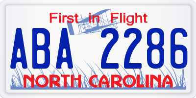NC license plate ABA2286