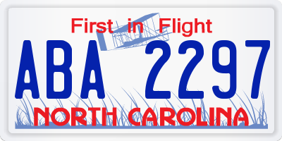 NC license plate ABA2297