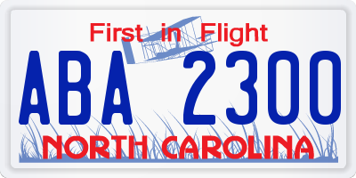 NC license plate ABA2300