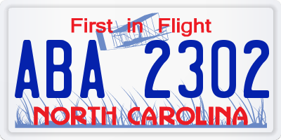 NC license plate ABA2302