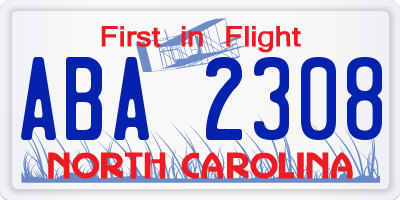 NC license plate ABA2308