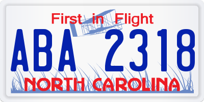 NC license plate ABA2318