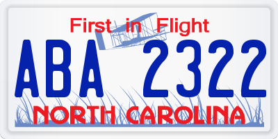 NC license plate ABA2322