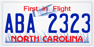 NC license plate ABA2323