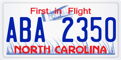 NC license plate ABA2350