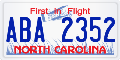 NC license plate ABA2352