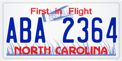 NC license plate ABA2364