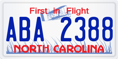 NC license plate ABA2388